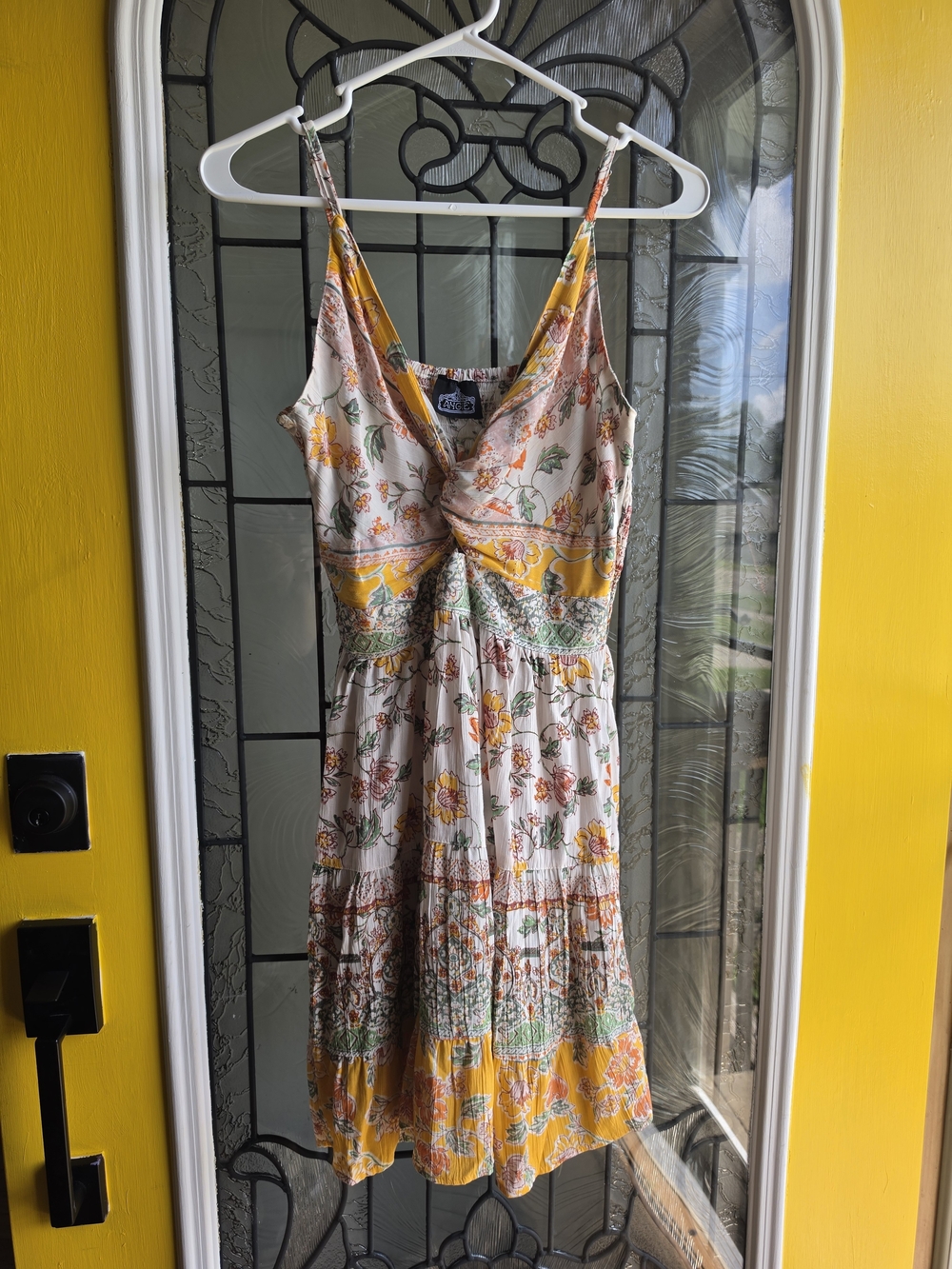 Angie Floral Midi Sundress in Yellow and Cream